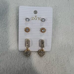 Gold and Silver Crystal Earrings Set